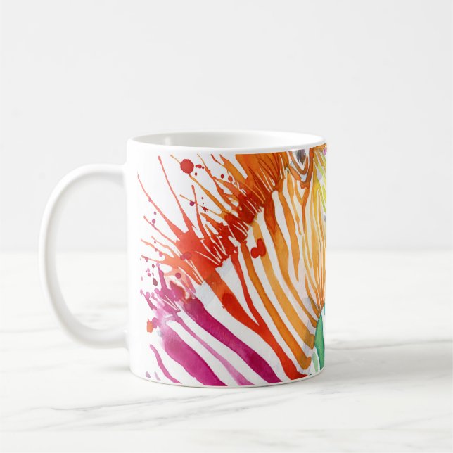 Regnbågzebra, illustration av vattenfärgens vild. kaffemugg (Vänster)
