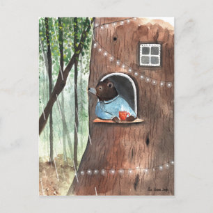Regnbärsdag Björn Dagdröm Teetid Illustration Vykort