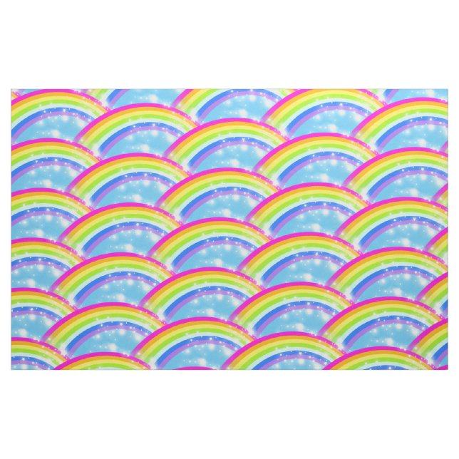 Regnbåstjärnor Blå himmel upprepa mönster Tyg (Fat Quarter)
