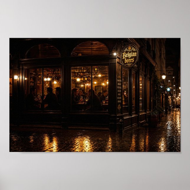 Regnbelyst belgisk alehouse-affisch för kvällen poster (Framsidan)
