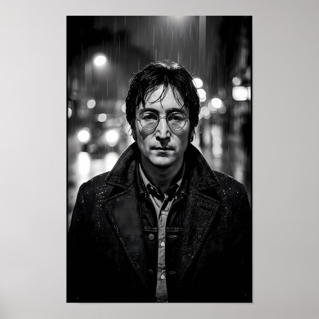 Regnbelyst Urban Ensamhet Noir Porträttaffisch Poster (Framsidan)