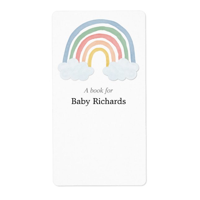 Regnbockens vattenfärgshölje för babydusch bok mär fraktsedel (Framsidan)