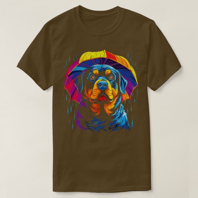 Regnbyssdagen för Rottweiler med paraply T Shirt (Design framsida)