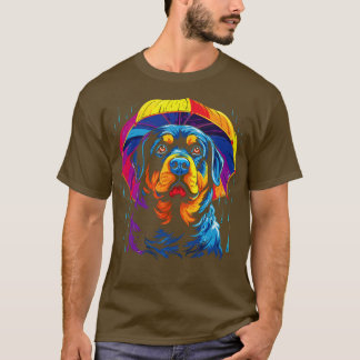 Regnbyssdagen för Rottweiler med paraply T Shirt