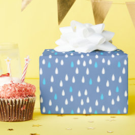 Regndag Blues Raindrops Rain Blue White Mönster Presentpapper