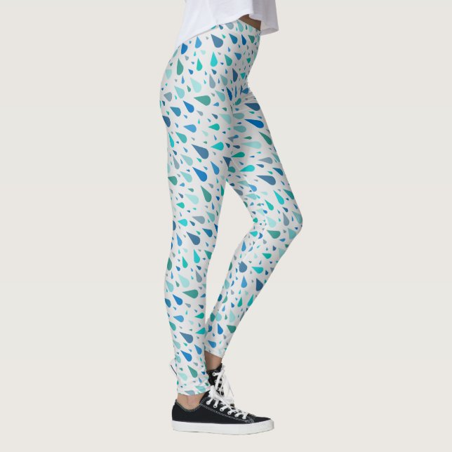 Regndag mönster med blå regndroppar leggings (Höger)
