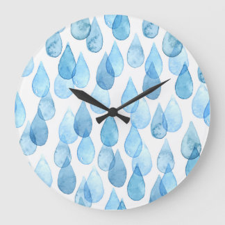 Regndagar: Vintagen Watercolor Mönster Stor Klocka