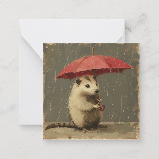 Regndagsavslöjande: Journal med lekfull opossum Anteckningskort (Framsida)