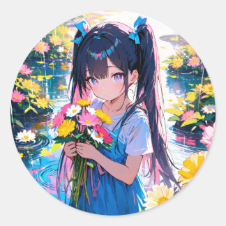 Regndagsblommor Runt Klistermärke