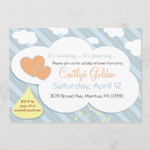 Regndroppar & Moln Baby Shower Inbjudan