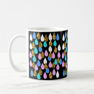 Regndroppar och Guld Glitter Kaffemugg