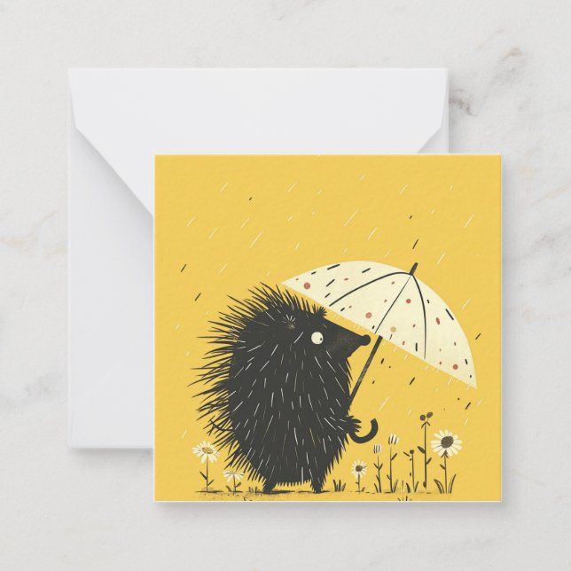 Regndroppar och visselprar: Porcupines Quiet Joy Anteckningskort (Framsida)
