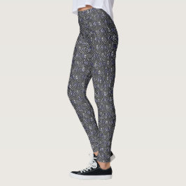 Regndroppar på blå grått Metall Leggings