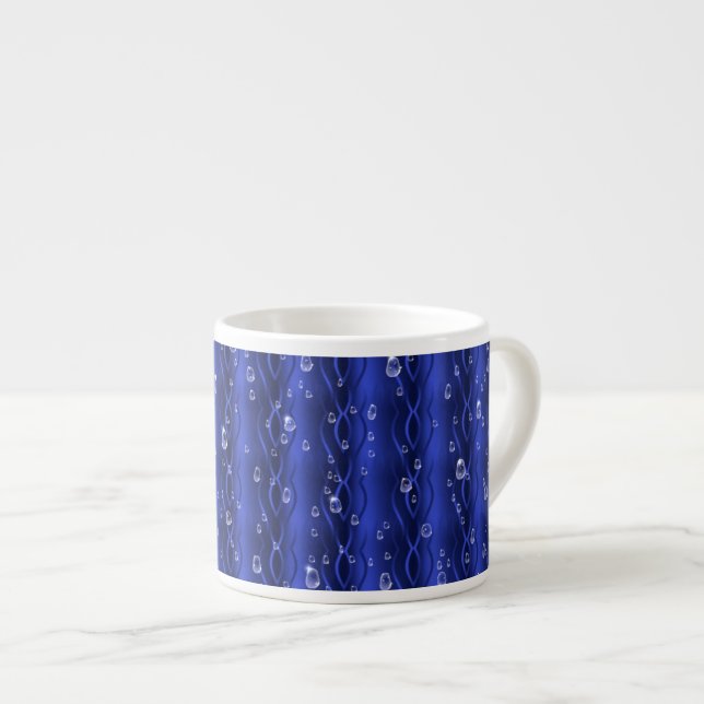 Regndroppar på blå Metall Espressomugg (Framsida höger)