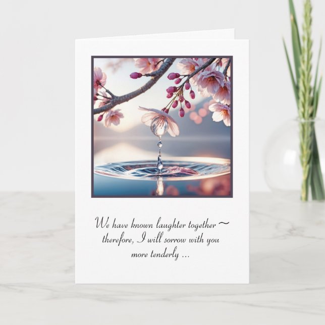 Regndroppar på Blommar för körsbärssympati Kort (Framsida)