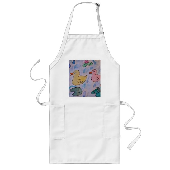 Regndroppar på Ducklings Apron Långt Förkläde (Framsidan)