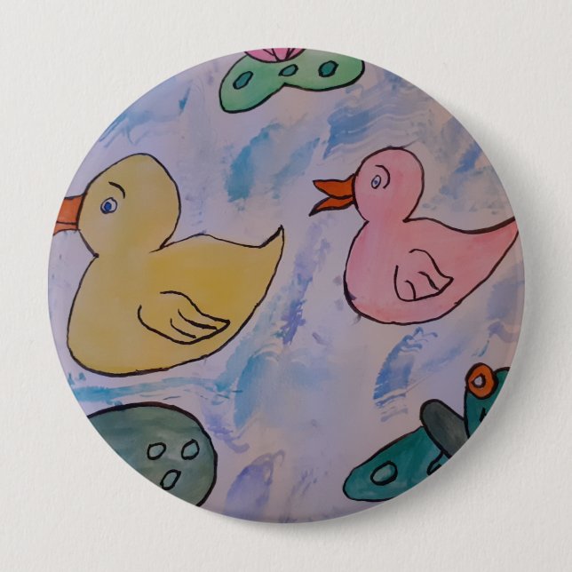 Regndroppar på Ducklings Badge Knapp (Framsida)