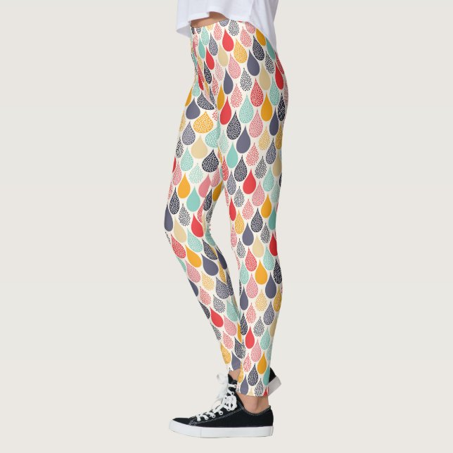 Regndroppinlägg Art Dot Mönster Leggings (Vänster)