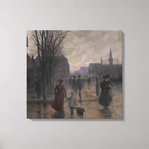 Regnig afton på den Hennepin avenyn, c.1902 Canvastryck