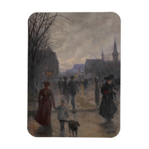 Regnig afton på den Hennepin avenyn, c.1902 Magnet