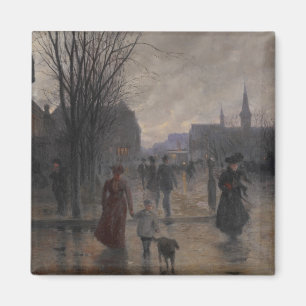 Regnig afton på den Hennepin avenyn, c.1902 Magnet
