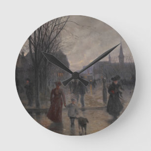 Regnig afton på den Hennepin avenyn, c.1902 Rund Klocka