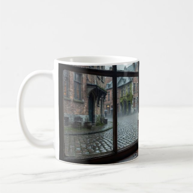 Regnig belgisk gatumugg med värdshusglöd kaffemugg (Vänster)