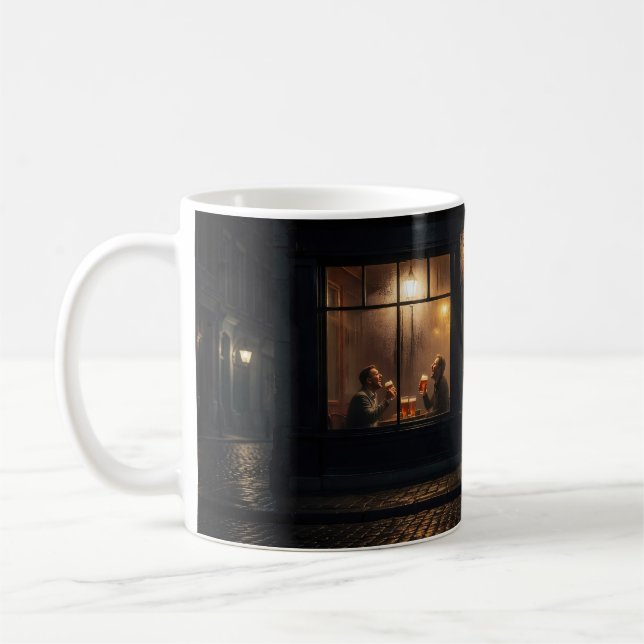 Regnig belgisk ölkrogsfönsterljusmugg kaffemugg (Vänster)
