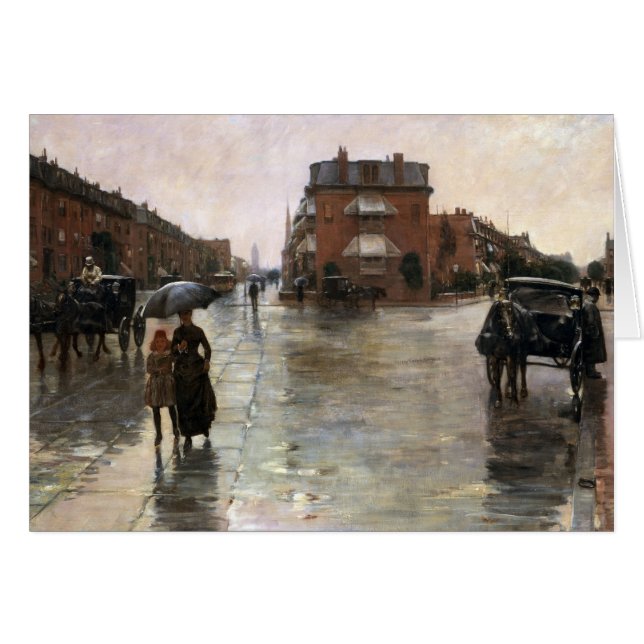 Regnig dag, Boston av Frederick Childe Hassam Hälsningskort (Framsidan Horizontal)