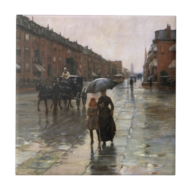 Regnig dag, Boston av Frederick Childe Hassam Kakelplatta (Framsidan)