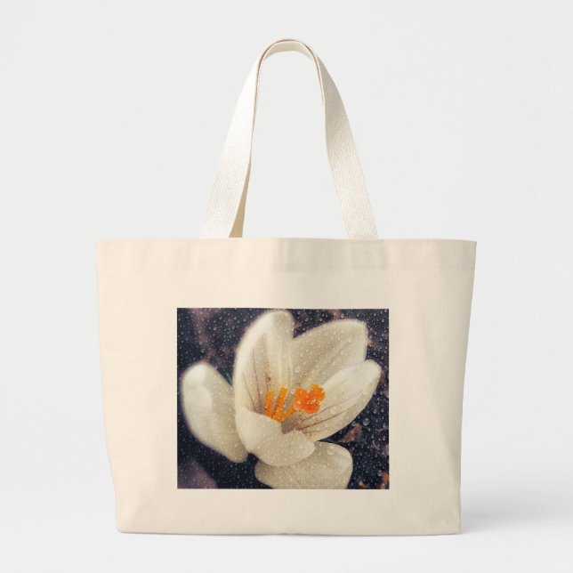 Regnig dag Crocus Flower Jumbo Tygkasse (Framsidan)