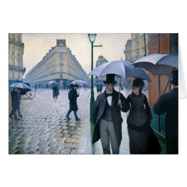 Regnig dag för Paris gata av Gustave Caillebotte Hälsningskort (Framsidan Horizontal)