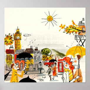 Regnig dag i London Poster