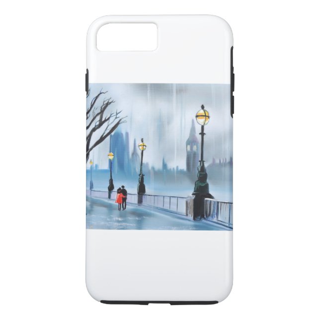 Regnig dag i London Thames målning vid G Bruce Case-Mate iPhone Skal (Baksida)