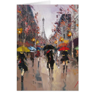 Regnig dag i Paris Hälsningskort