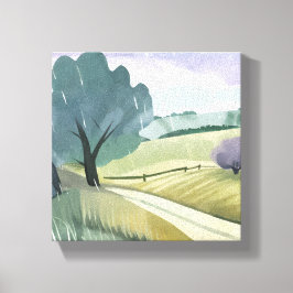 Regnig Dag | Natur Akvarell Kullar Landskap  Canvastryck