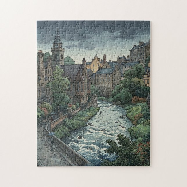 Regnig dag på Dean Village  Pussel (Vertikal)