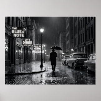 Regnig Film Noir-gata Poster