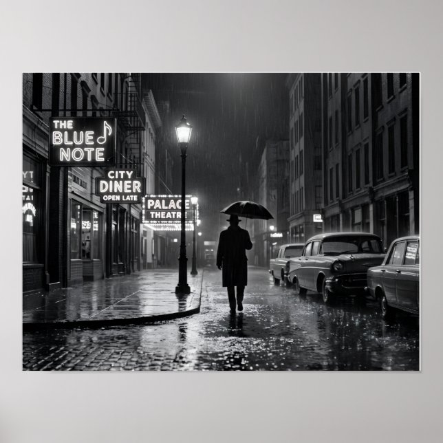Regnig Film Noir-gata Poster (Framsidan)