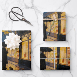 Regnig Londongata med katt & telefonkiosk