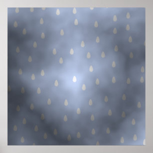 Regnig molnig stormig himmel. Grått och Blue. Poster