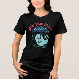 Regnig Natt Räddar Söt Spöke Halloween T-Shirt