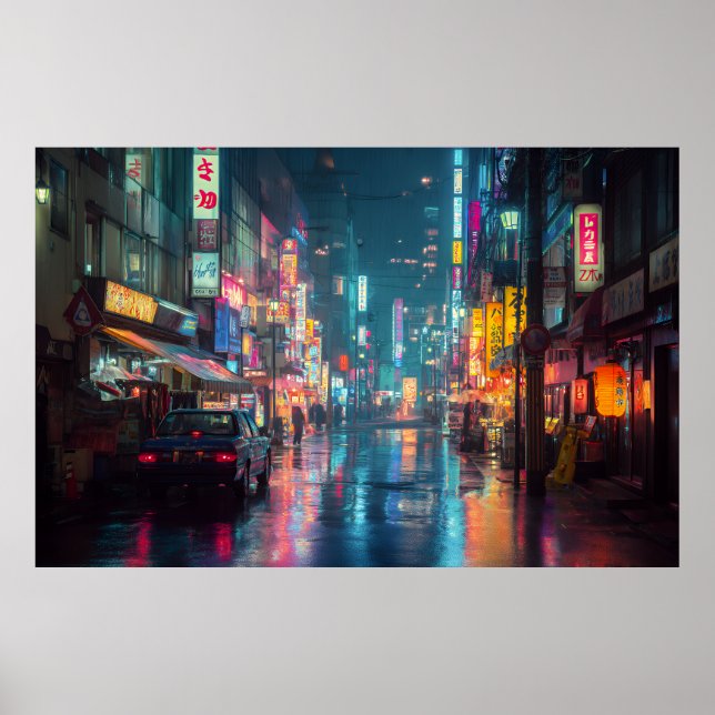 Regnig Neon Tokyo Gränd Poster (Framsidan)