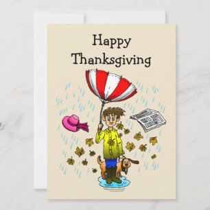 Regnig och Blåsigt Dag Glad Thanksgiving-kort
