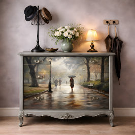 Regnig parkpromenad decoupage