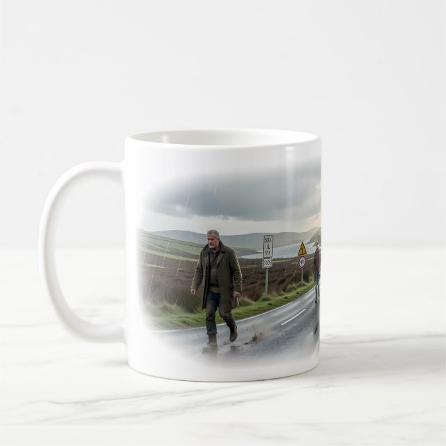 Regnig väg hemkomst kustby Mug Kaffemugg (Vänster)