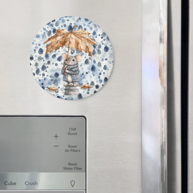 Regniga Dagar Blå Mus Blad Paraply Magnet (In Situ (Fridge))