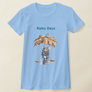 Regniga Dagar Blå Mus Blad Paraply T Shirt