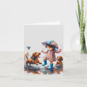 Regniga dagar Dachshund (nedladdningsbar)  Kort