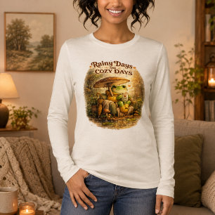 Regniga Dagar Mysiga Dagar Groda Läsning Bok Långä T Shirt